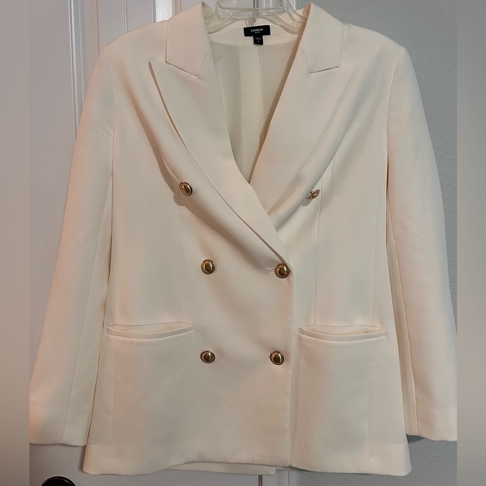Express Cream Blazer with Gold Buttons